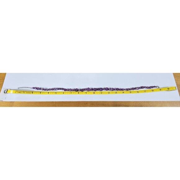 Purple Amethyst Faceted Nugget Bead Necklace Natural Gemstone Boho Statement. - Picture 7 of 7